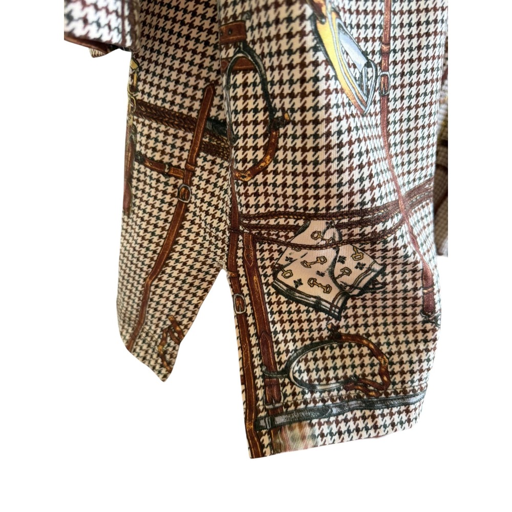 Jones New York Brown Equestrian Houndstooth Long Sleeve Tunic Top 1X Luxury Prep - Picture 3 of 9
